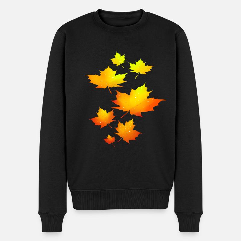 Herbst Blätter Blatt Laub Laubblätter - Männer Premium Bio Pullover - Schwarz