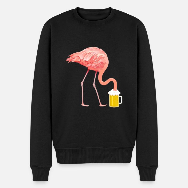 Flamingo Bier lustig - Männer Premium Bio Pullover - Schwarz