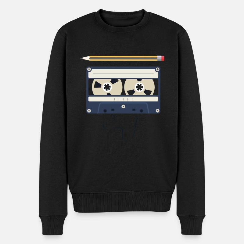 90er 80er Kassette Musik Retro Stift Bleistift - Männer Premium Bio Pullover - Schwarz