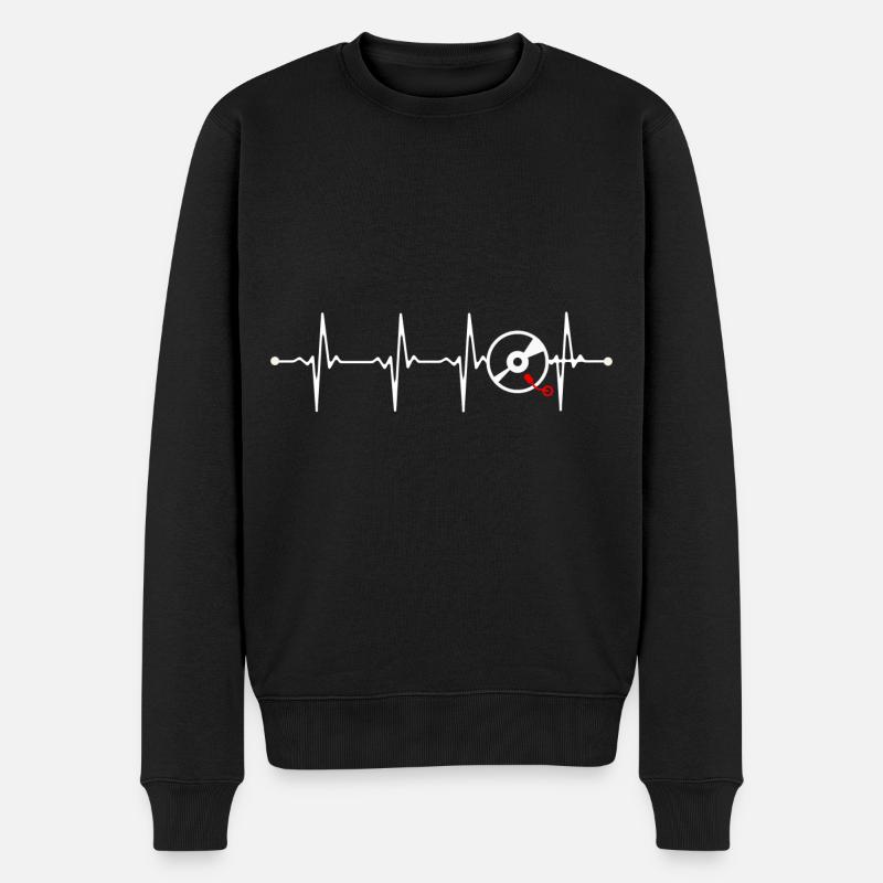 HEARTBEAT VINYL Herzschlag Schallplatte - Männer Premium Bio Pullover - Schwarz