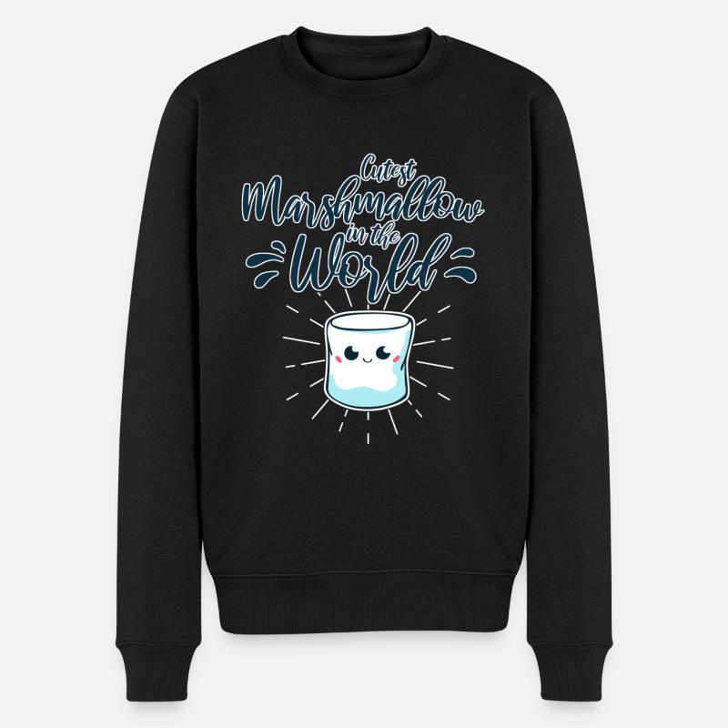 Marshmallow Süßigkeit süß Spruch Kinder - Männer Premium Bio Pullover - Schwarz