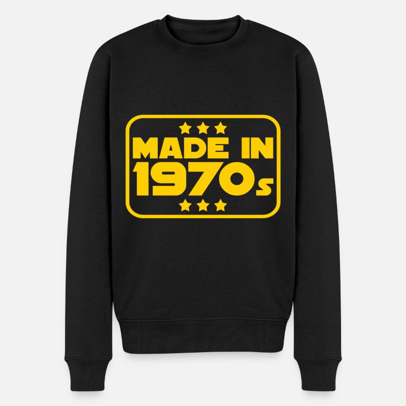 Made in 70er 1970 Geboren Geburtstag - Männer Premium Bio Pullover - Schwarz