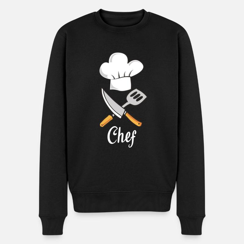 Koch Chef Chefkoch kochen Küche Essen - Männer Premium Bio Pullover - Schwarz