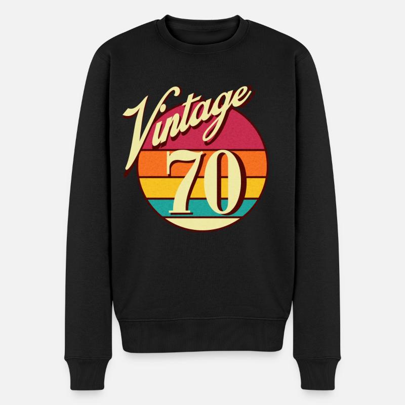 Vintage 70er Jahre Musik Retro - Männer Premium Bio Pullover - Schwarz