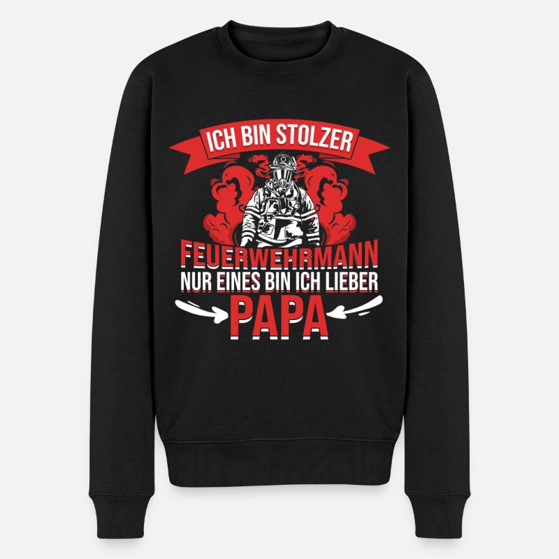 Feuerwehrmann Feuerwehr Papa Vater Motiv Spruch - Männer Premium Bio Pullover - Schwarz