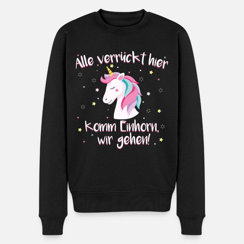 Einhorn Einhörner Mädchen Spruch Kinder Geschenk - Männer Premium Bio Pullover - Schwarz