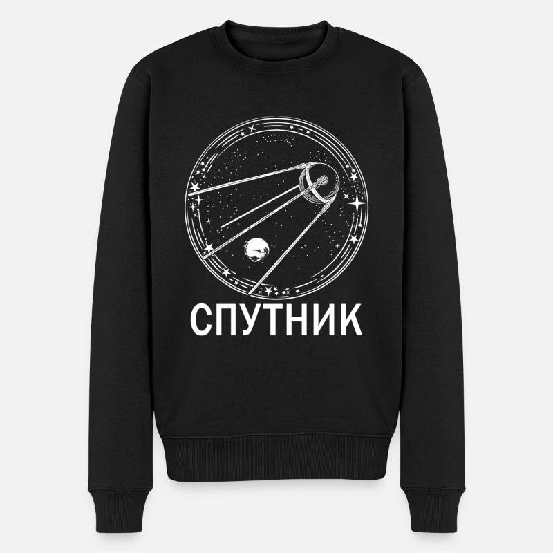 Sputnik UDSSR USSR Sowjetunion Satellit Raumfahrt - Männer Premium Bio Pullover - Schwarz