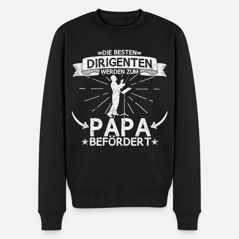 Dirigent Musik Orchester Chor Papa Spruch - Männer Premium Bio Pullover - Schwarz