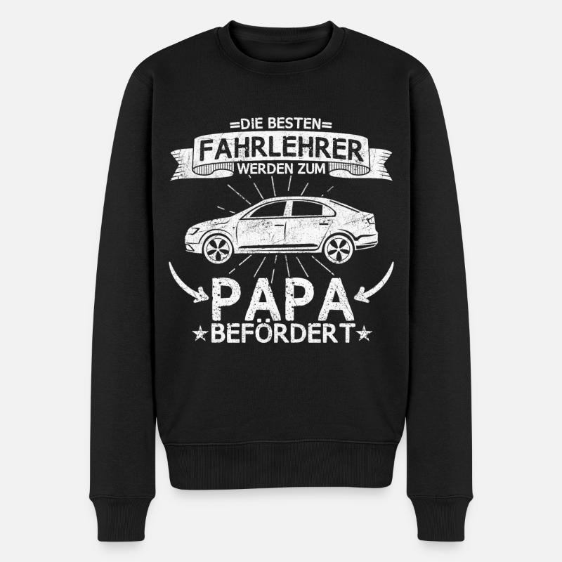 Fahrlehrer Fahrschule Führerschein Papa Spruch - Männer Premium Bio Pullover - Schwarz