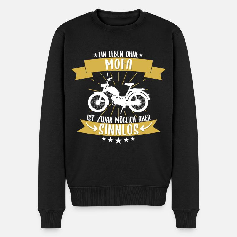 Mofa Moped Roller Motorrad Spruch Geschenk - Männer Premium Bio Pullover - Schwarz
