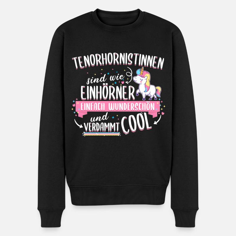 Tenorhorn Tenorhornistin Einhorn Instrument Spruch - Männer Premium Bio Pullover - Schwarz