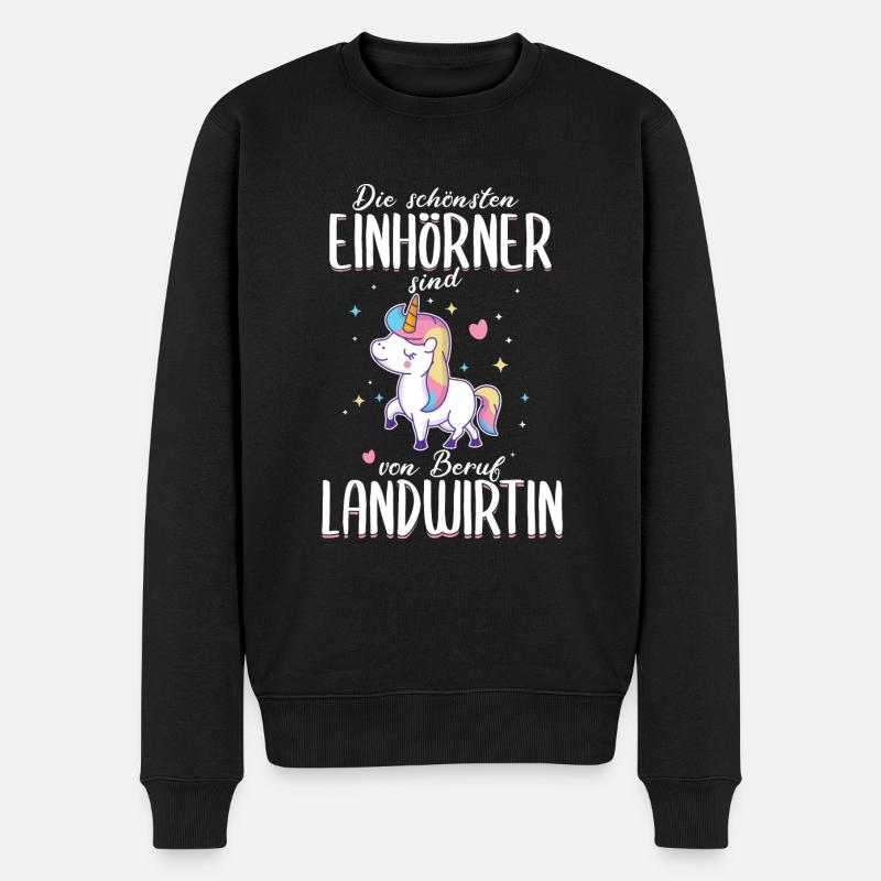 Landwirtin Bäuerin Landwirtschaft Einhorn Spruch - Männer Premium Bio Pullover - Schwarz