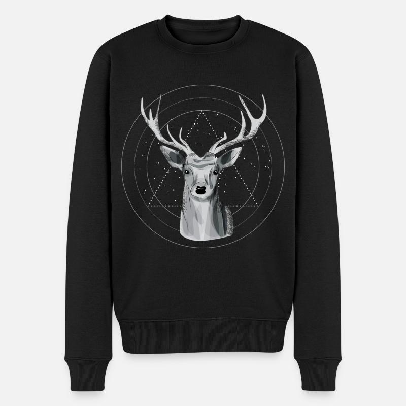 Himmlische Hirsche - Männer Premium Bio Pullover - Schwarz