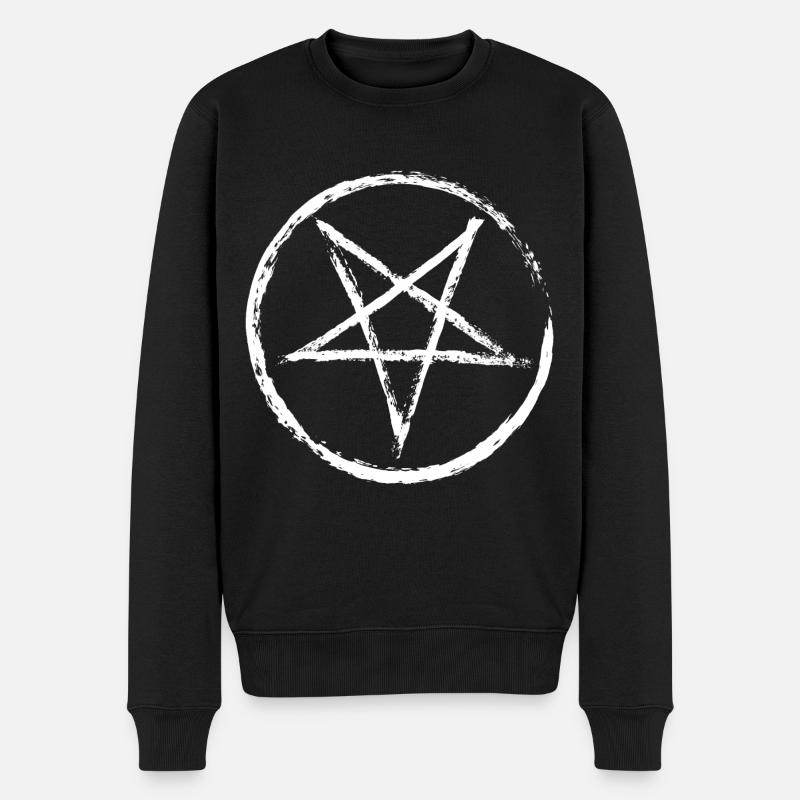 Pentagramm Weiß - Männer Premium Bio Pullover - Schwarz