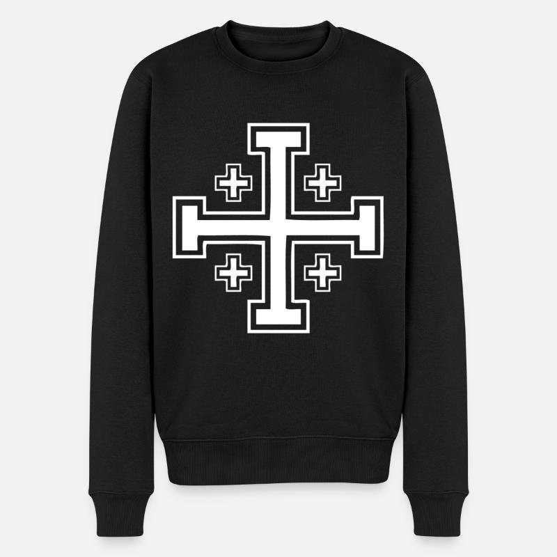 Jerusalem Cross - Premium økologisk genser for menn - svart