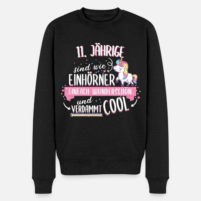 Geburtstag 11 Geburtstag Einhorn Spruch Party - Männer Premium Bio Pullover - Schwarz