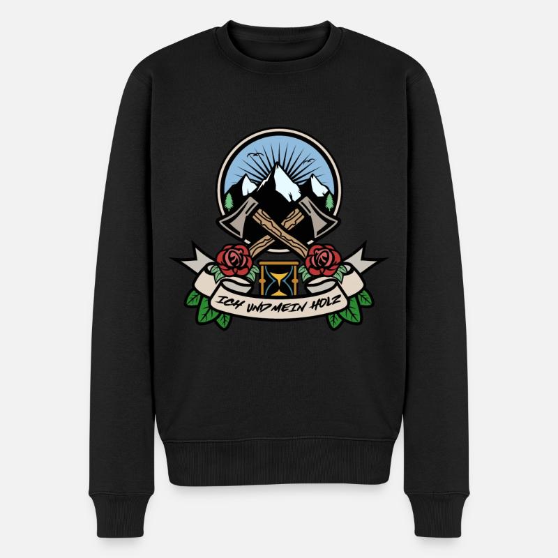 Waldarbeiter Ich und mein Holz - Männer Premium Bio Pullover - Schwarz