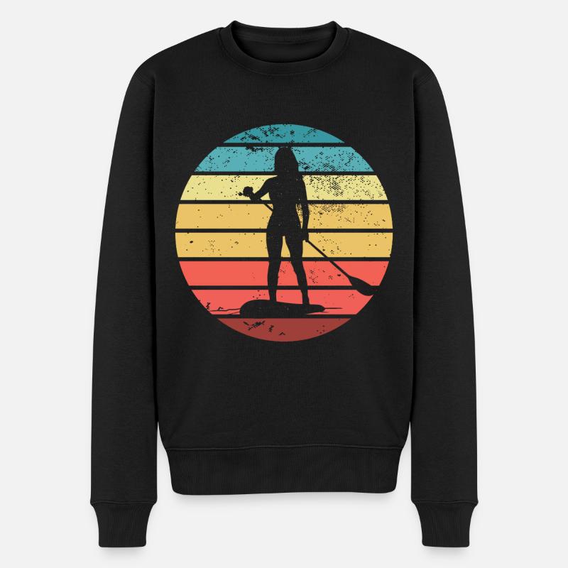 Stand Up Paddling SUP Surfen Paddeln Silhouette - Männer Premium Bio Pullover - Schwarz
