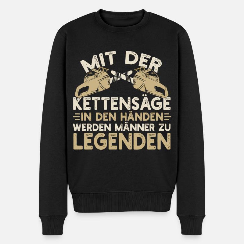 Mit Der Kettensäge Lustig Holzfäller Motorsäge - Männer Premium Bio Pullover - Schwarz