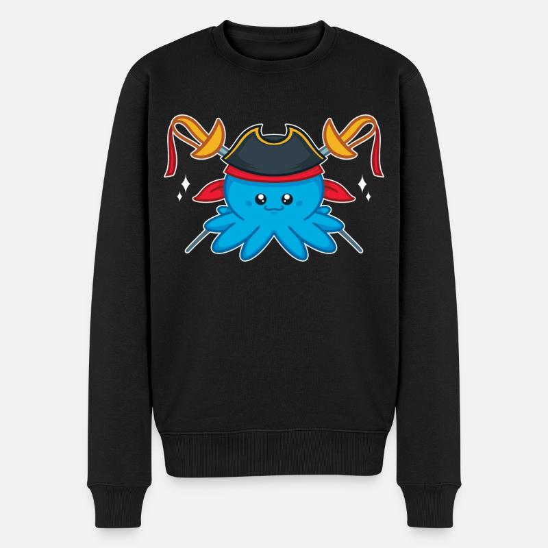 Oktopus - Männer Premium Bio Pullover - Schwarz