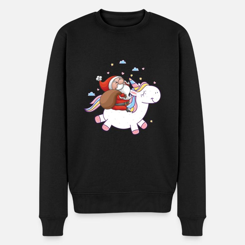 einhorn mit reitendem weihnachtsmann weihnachten - Männer Premium Bio Pullover - Schwarz