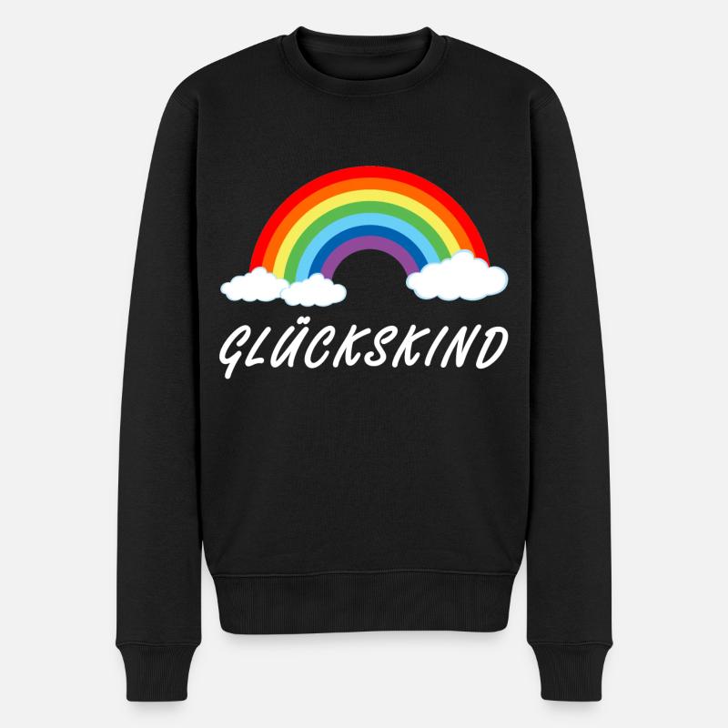 Glückskind | Regenbogen Glück Kind - Männer Premium Bio Pullover - Schwarz