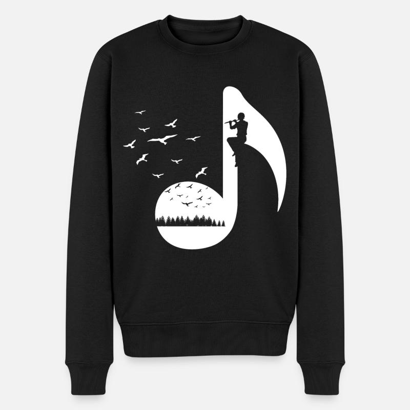 Oiseaux rétro flûtes - Pull Premium bio Homme - noir