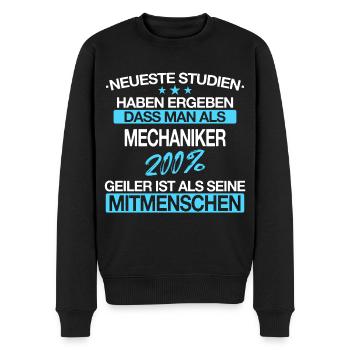 Mechaniker Werkstatt Automechaniker Auto Spruch - Männer Premium Bio Pullover - Schwarz - Vorne - Nico (187cm)