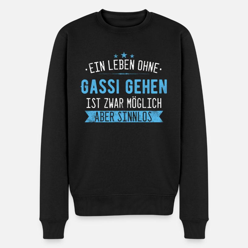 Hund Hunde Gassi gehen Haustier Vierbeiner Spruch - Männer Premium Bio Pullover - Schwarz