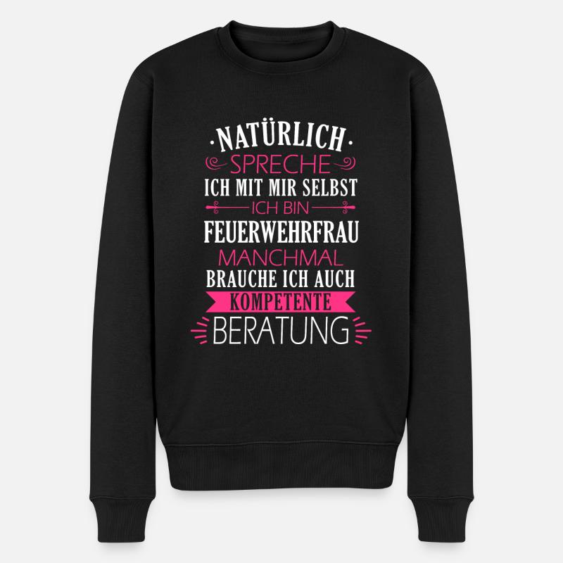 Feuerwehrfrau Feuerwehr Notruf 112 Beruf Spruch - Männer Premium Bio Pullover - Schwarz
