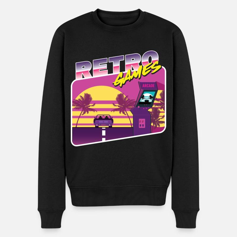 Retro Games - Männer Premium Bio Pullover - Schwarz