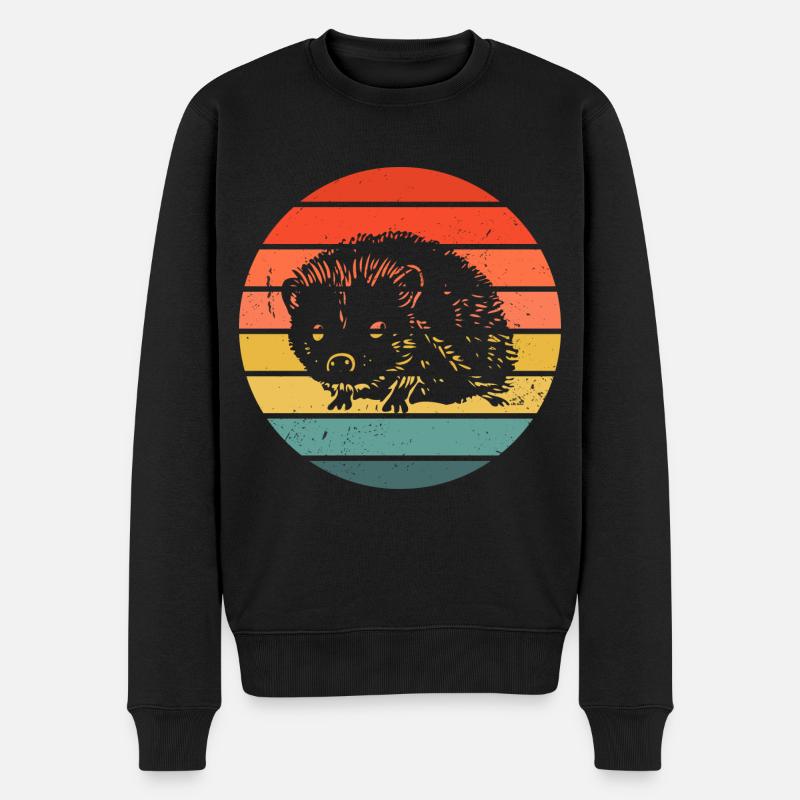 Hedgie Retro Sunset Hérisson - Pull Premium bio Homme - noir