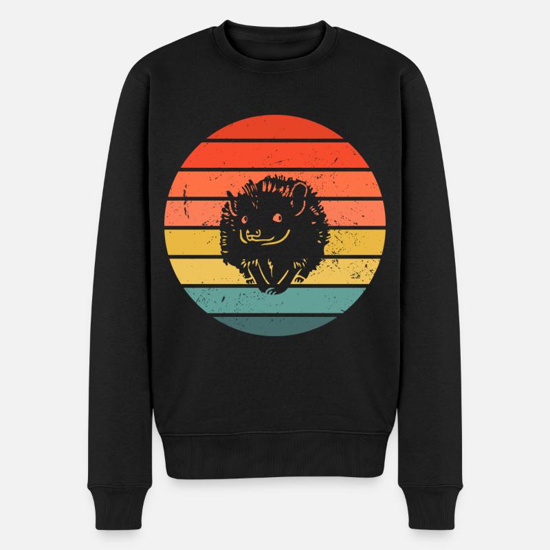 Hedgie Retro Sunset Hérisson - Pull Premium bio Homme - noir