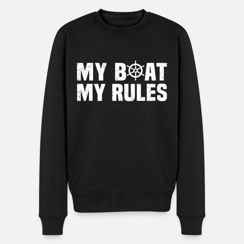 Mein Boot meine Regeln T-Shirt Segelboot Segelboot - Männer Premium Bio Pullover - Schwarz