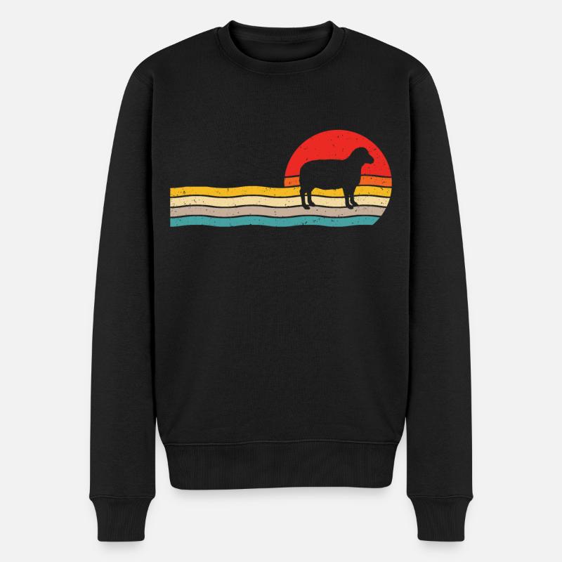 Schafe retro t-shirt schaf - Männer Premium Bio Pullover - Schwarz