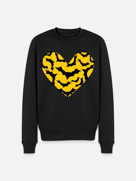 Field Mus Hjerte Bat Moon - Økologisk premium-sweatshirt til mænd - sort
