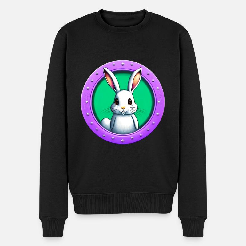 Hase spielt Osterhase - Männer Premium Bio Pullover - Schwarz