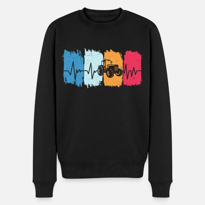 landwirt retro traktor herzschlag bauer trecker - Männer Premium Bio Pullover - Schwarz