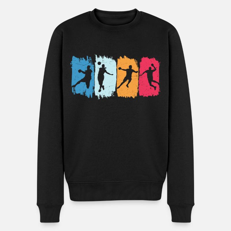 Joueur de handball rétro handballeur - Pull Premium bio Homme - noir