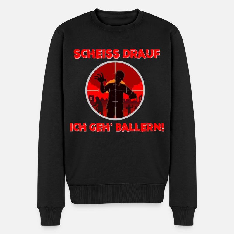 Scheiss drauf - Männer Premium Bio Pullover - Schwarz