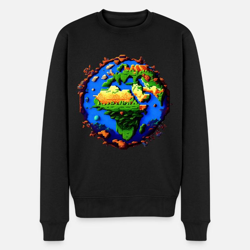 Pixel-Erde - Männer Premium Bio Pullover - Schwarz