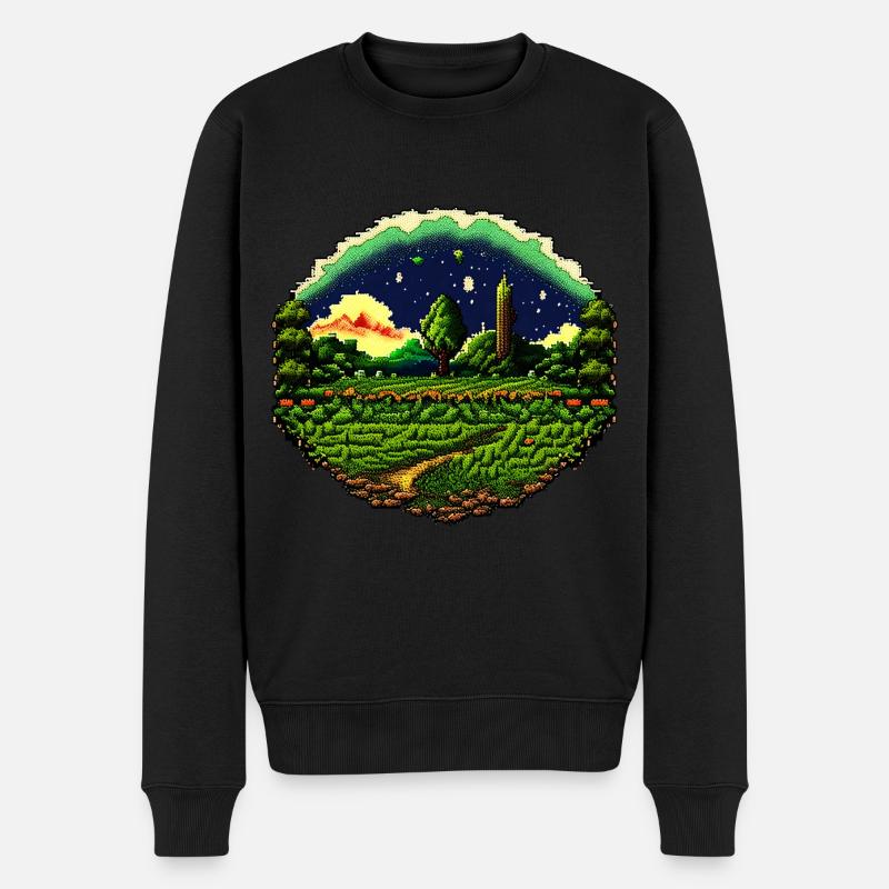Verpixeltes Feld - Männer Premium Bio Pullover - Schwarz