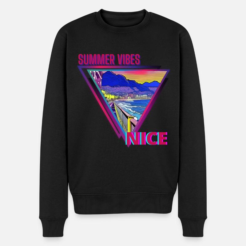 Sommerstimmung Nizza - Männer Premium Bio Pullover - Schwarz