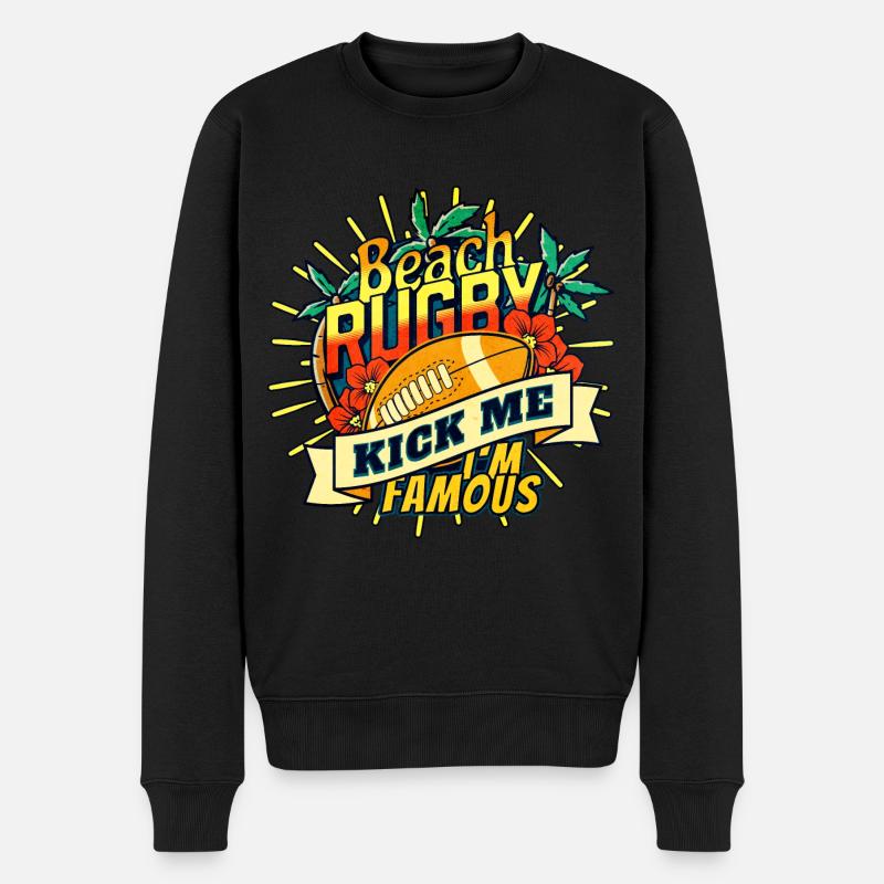STRAND-RUGBY - KICK ME - Männer Premium Bio Pullover - Schwarz