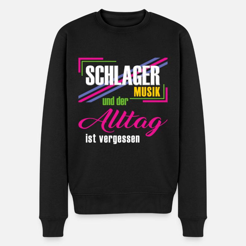 Schlagermusik und der Alltag ist vergessen - Männer Premium Bio Pullover - Schwarz