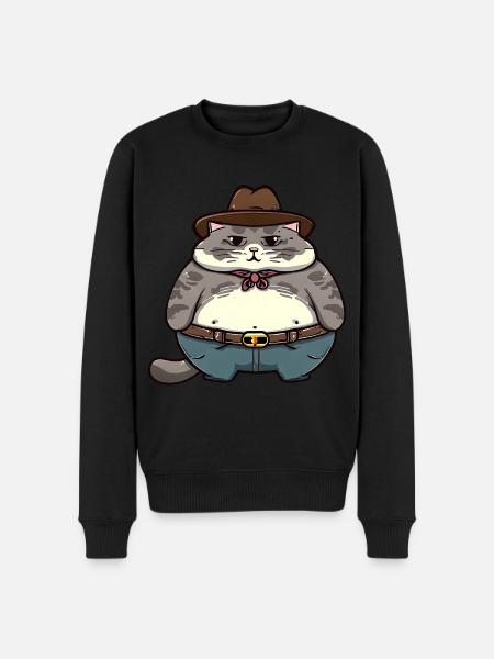 Fat Cowboy Cat - Men's Premium Organic Jumper - black