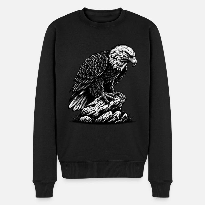 ADLER GREIFVOGEL HABICHT JÄGER FLUG MAJESTÄT FEDER - Männer Premium Bio Pullover - Schwarz