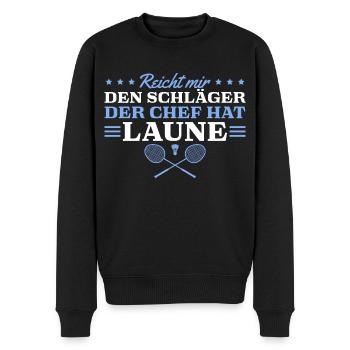 Badminton Spruch Männer Federball - Männer Premium Bio Pullover - Schwarz - Vorne - Nico (187cm)