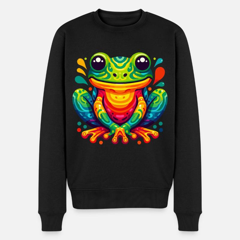 FROSCH KRÖTE UNKE LURCH SUMPF SEE FLUSS FARBENFROH - Männer Premium Bio Pullover - Schwarz