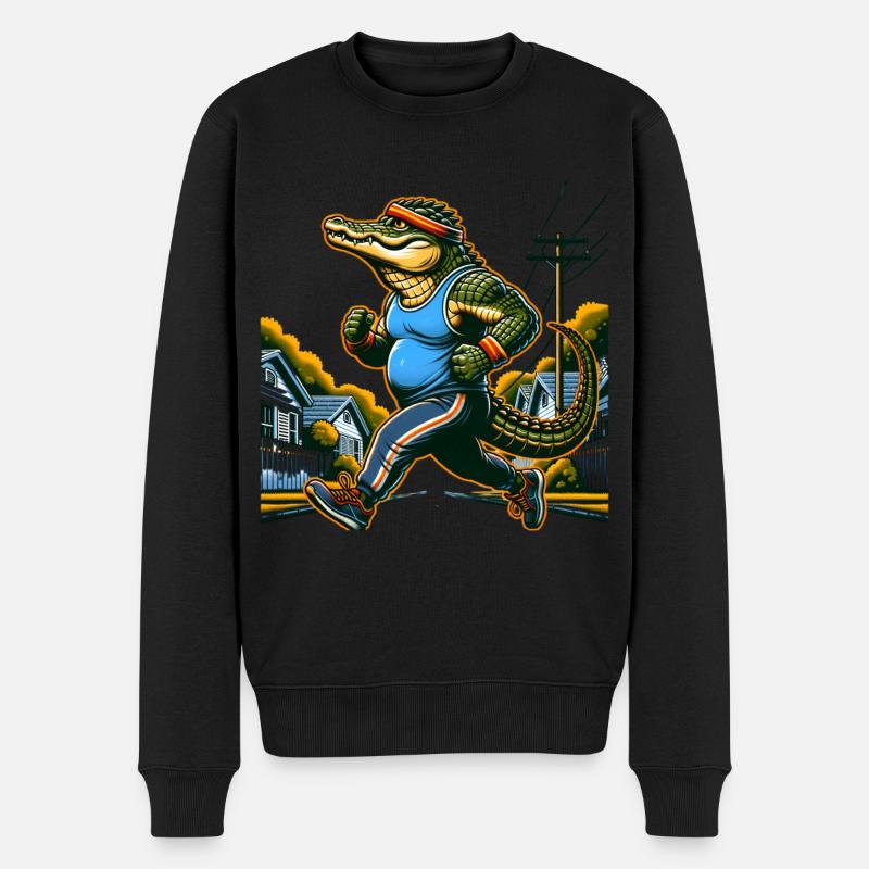 Alligator jogging Läufer Sportliches Krokodile - Männer Premium Bio Pullover - Schwarz